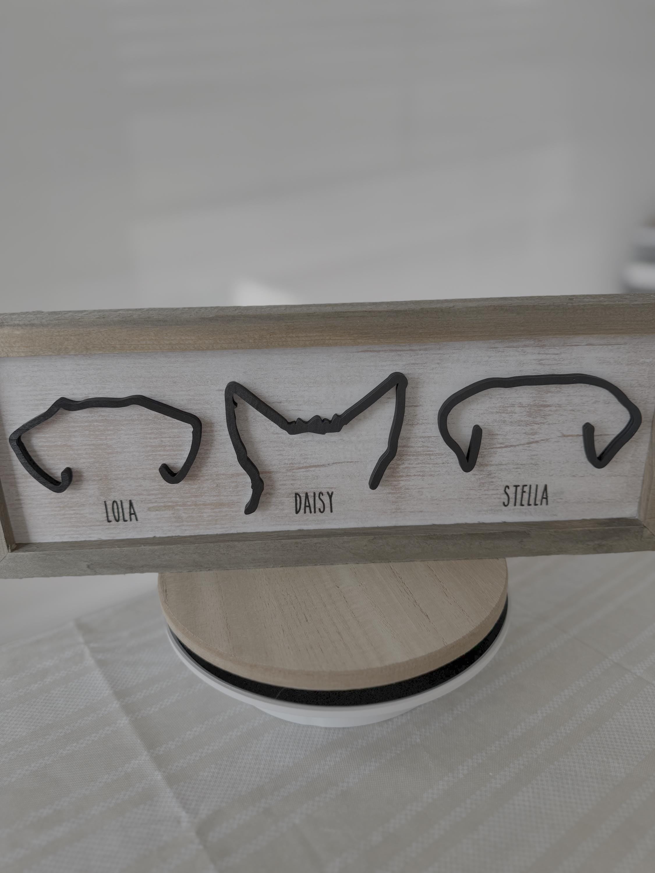 Laser cut custom dog ear outline sign